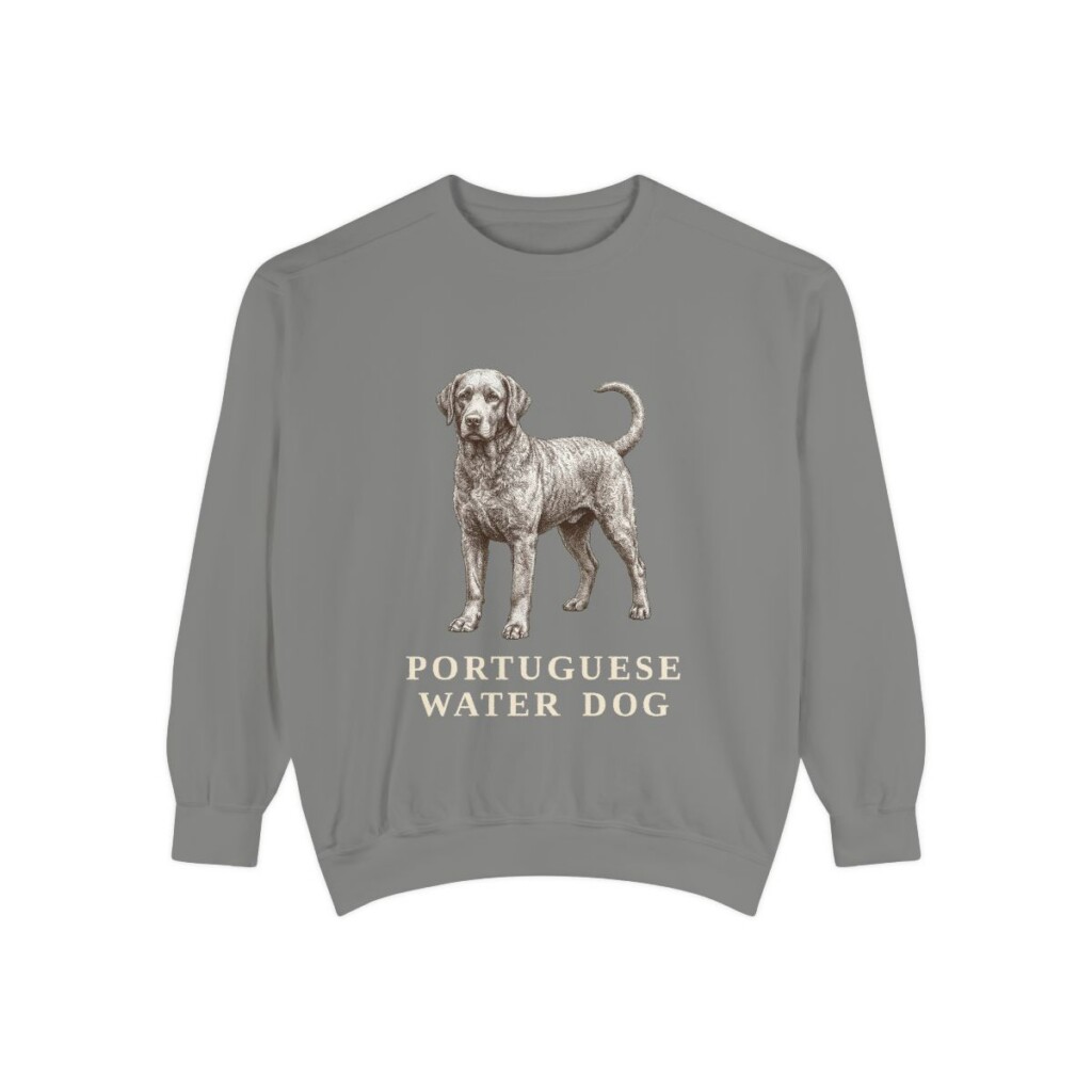 portuguese-water-dog-sweatshirt-grey Portuguese Water Dog Sweatshirt, Grey, front view