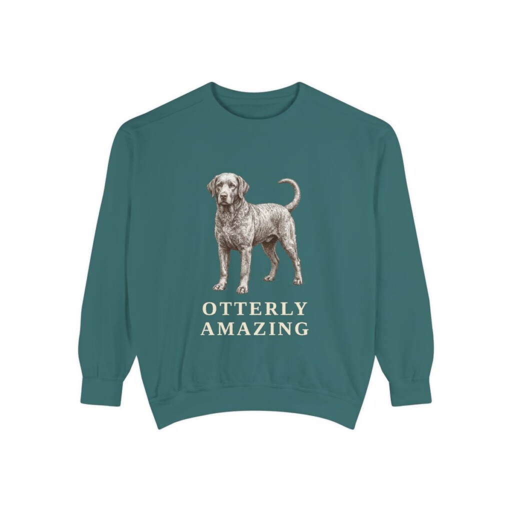 Portuguese Water Dog Humor Sweatshirt, Blue Spruce, front view