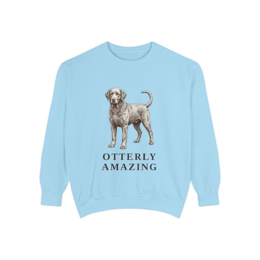 Portuguese Water Dog Humor Sweatshirt, Chambray, front view