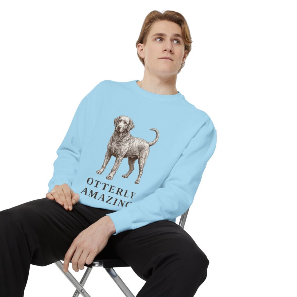Portuguese Water Dog Humor Sweatshirt, Chambray, person 1 context