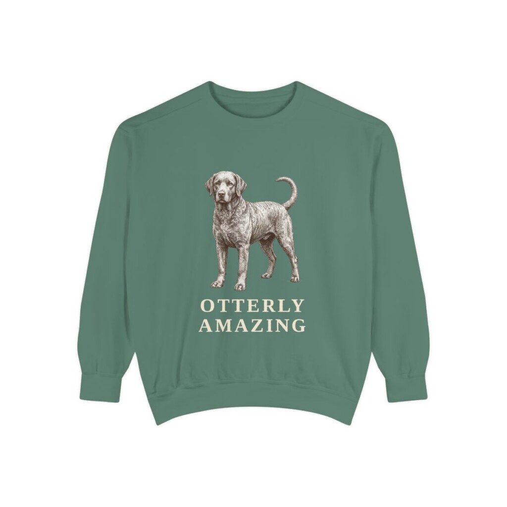 Portuguese Water Dog Humor Sweatshirt, Light Green, front view
