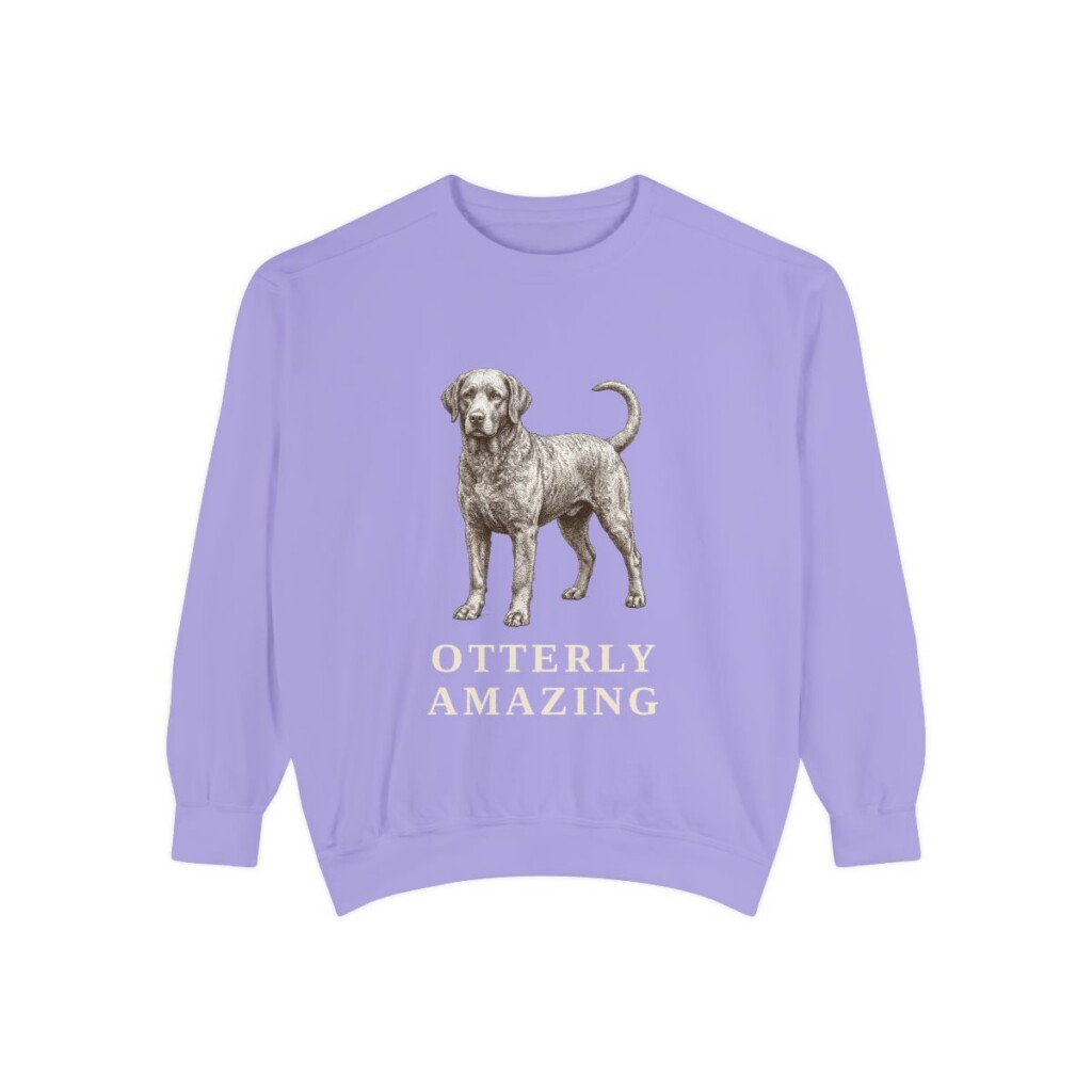 Portuguese Water Dog Humor Sweatshirt, Violet, front view