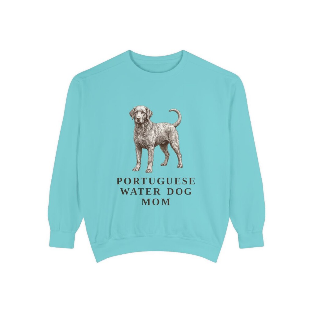 portuguese-water-dog-sweatshirt-mom-chalky-mint Portuguese Water Dog Mom Sweatshirt, Chalky Mint, front view