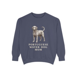 Portuguese Water Dog Mom Sweatshirt, Denim, front view