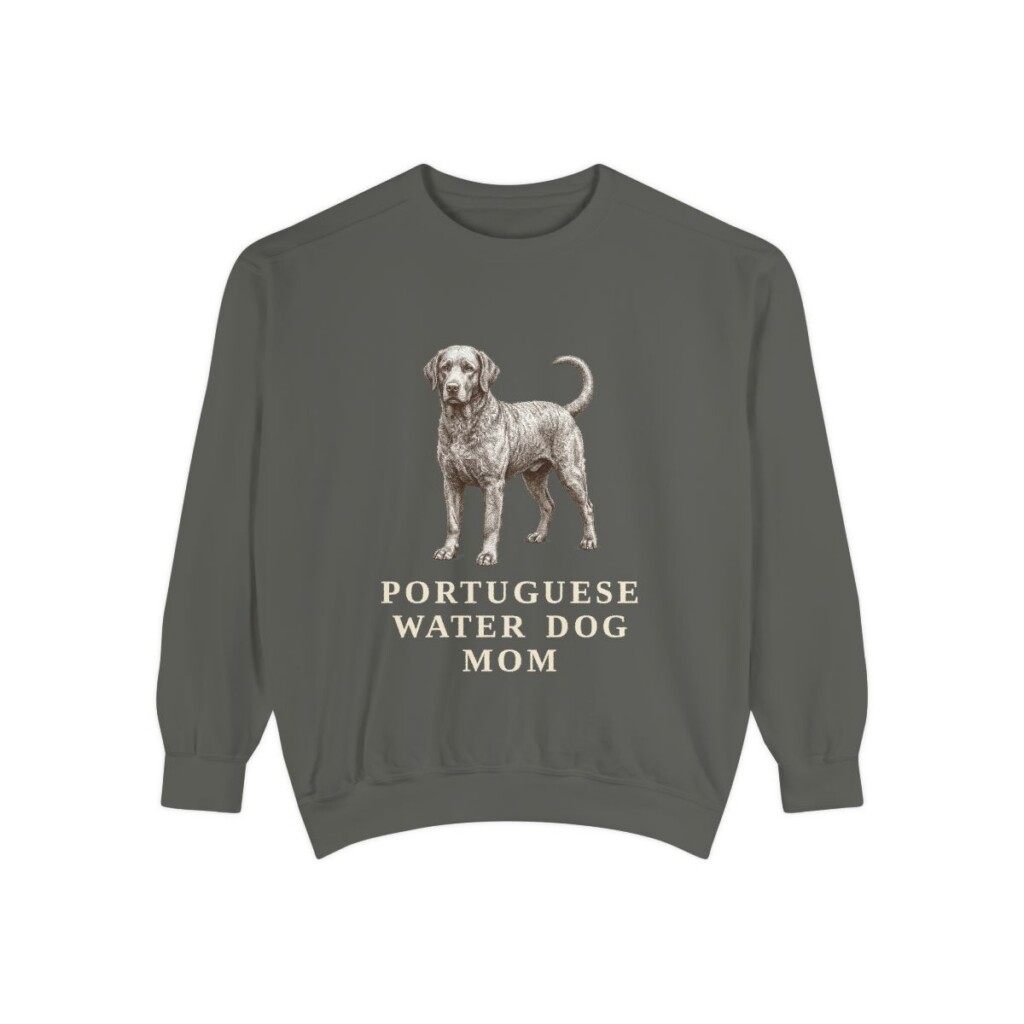 portuguese-water-dog-sweatshirt-mom-pepper Portuguese Water Dog Mom Sweatshirt, Pepper, front view