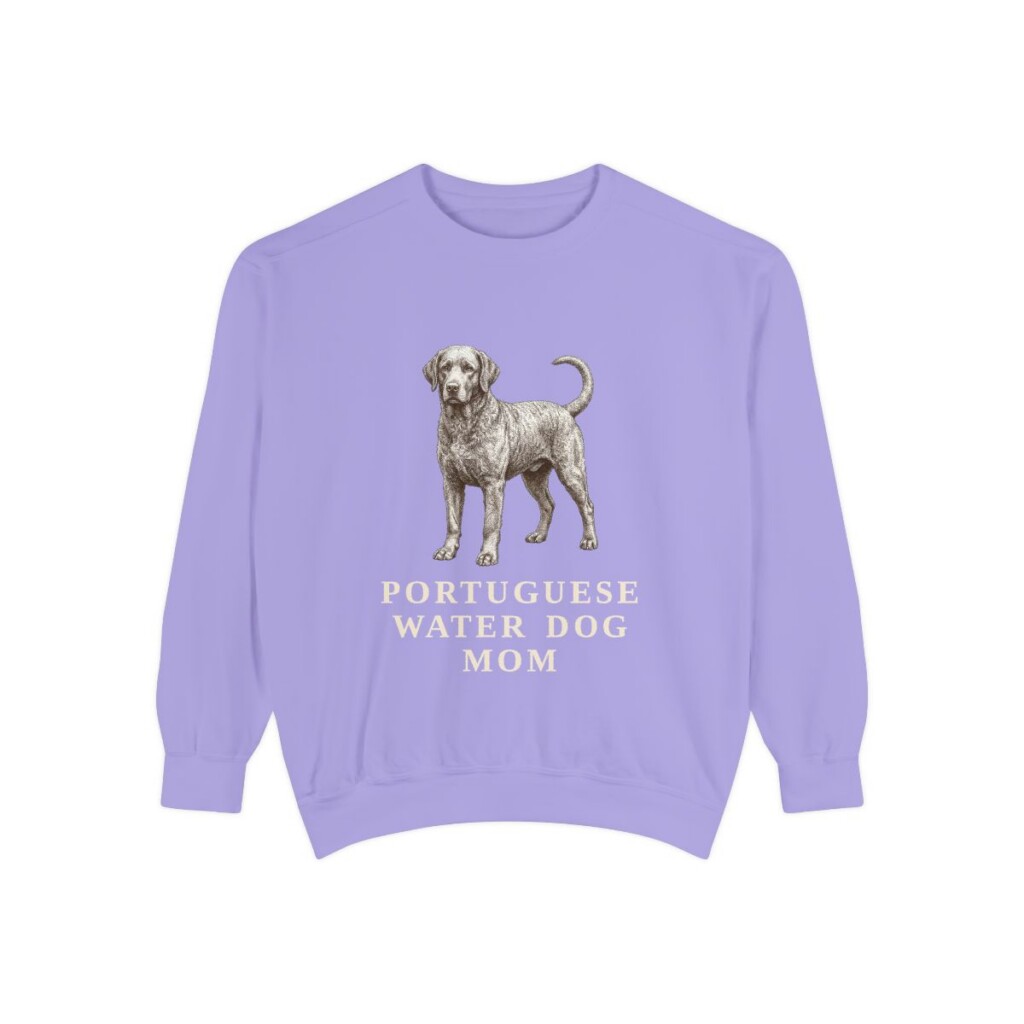 portuguese-water-dog-sweatshirt-mom-violet Portuguese Water Dog Mom Sweatshirt, Violet, front view