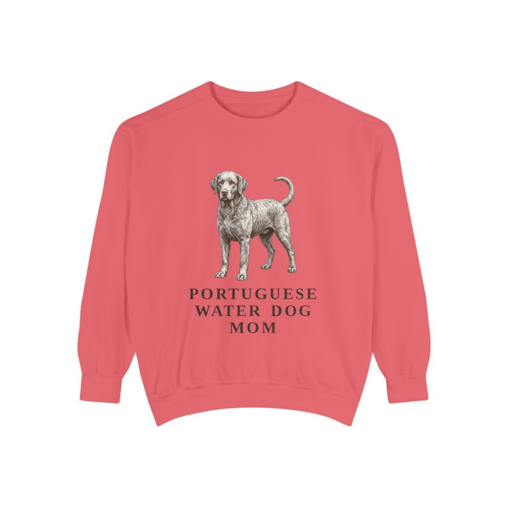 portuguese-water-dog-sweatshirt-mom-watermelon Portuguese Water Dog Mom Sweatshirt, Watermelon, front view