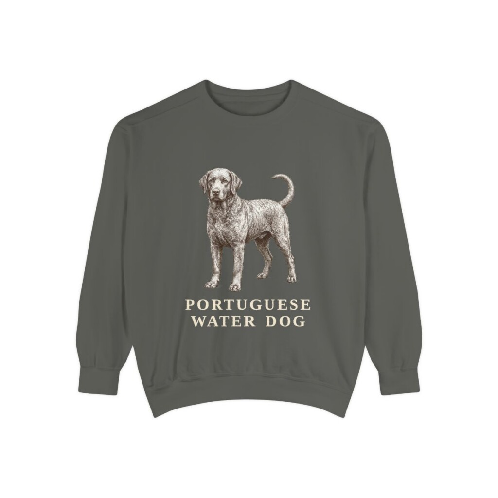 portuguese-water-dog-sweatshirt-pepper Portuguese Water Dog Sweatshirt, Pepper, front view