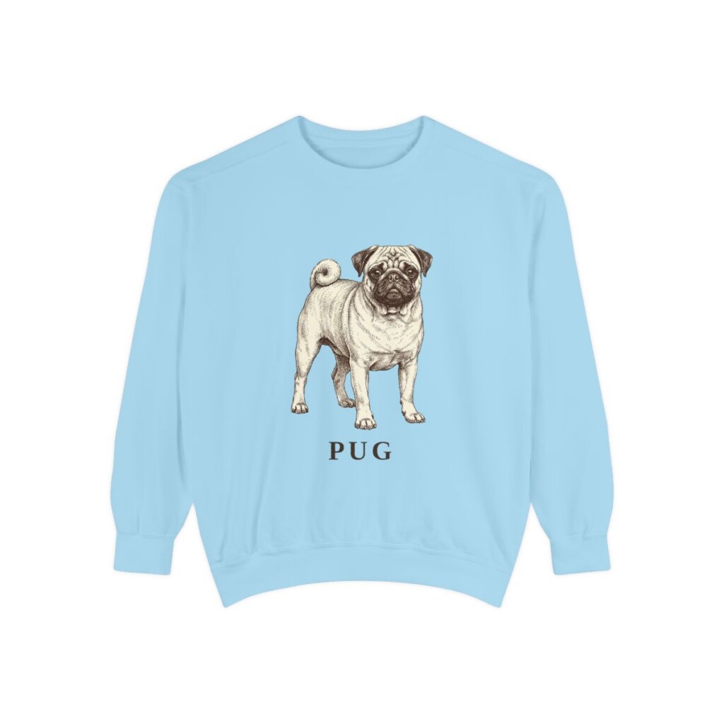 Pug Sweatshirt, Chambray, front view
