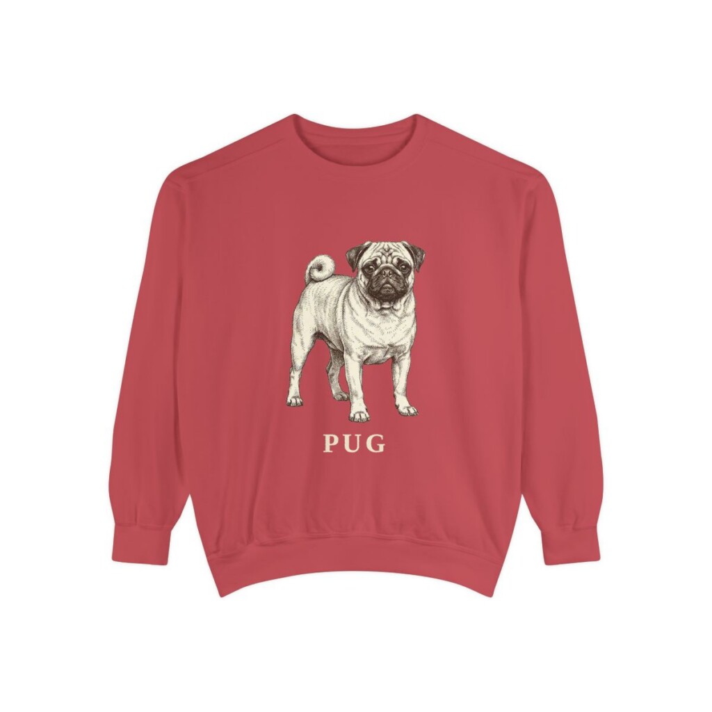 Pug Sweatshirt, Crimson, front view