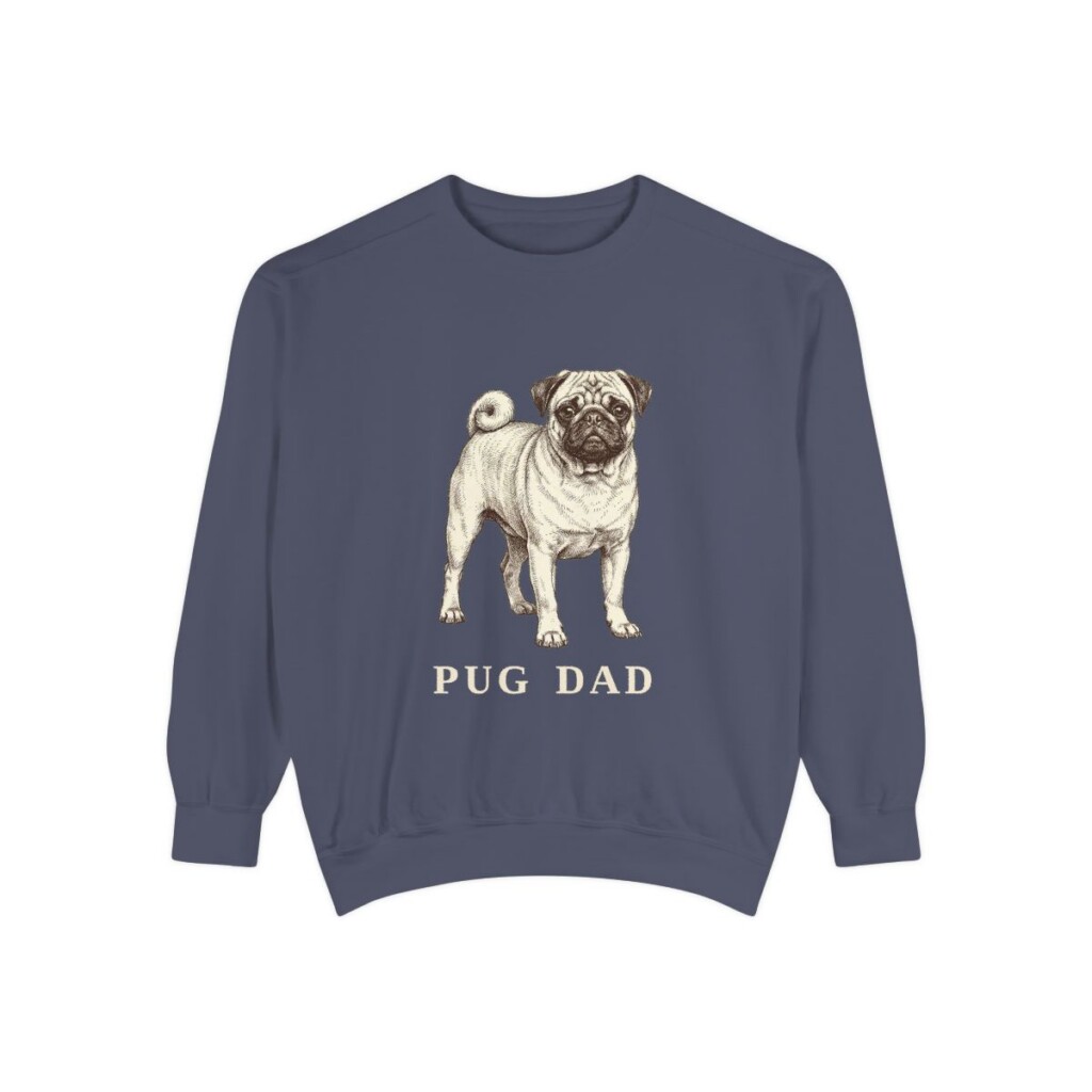 Pug Dad Sweatshirt, Denim, front view