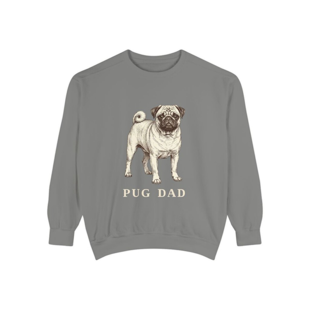 Pug Dad Sweatshirt, Grey, front view