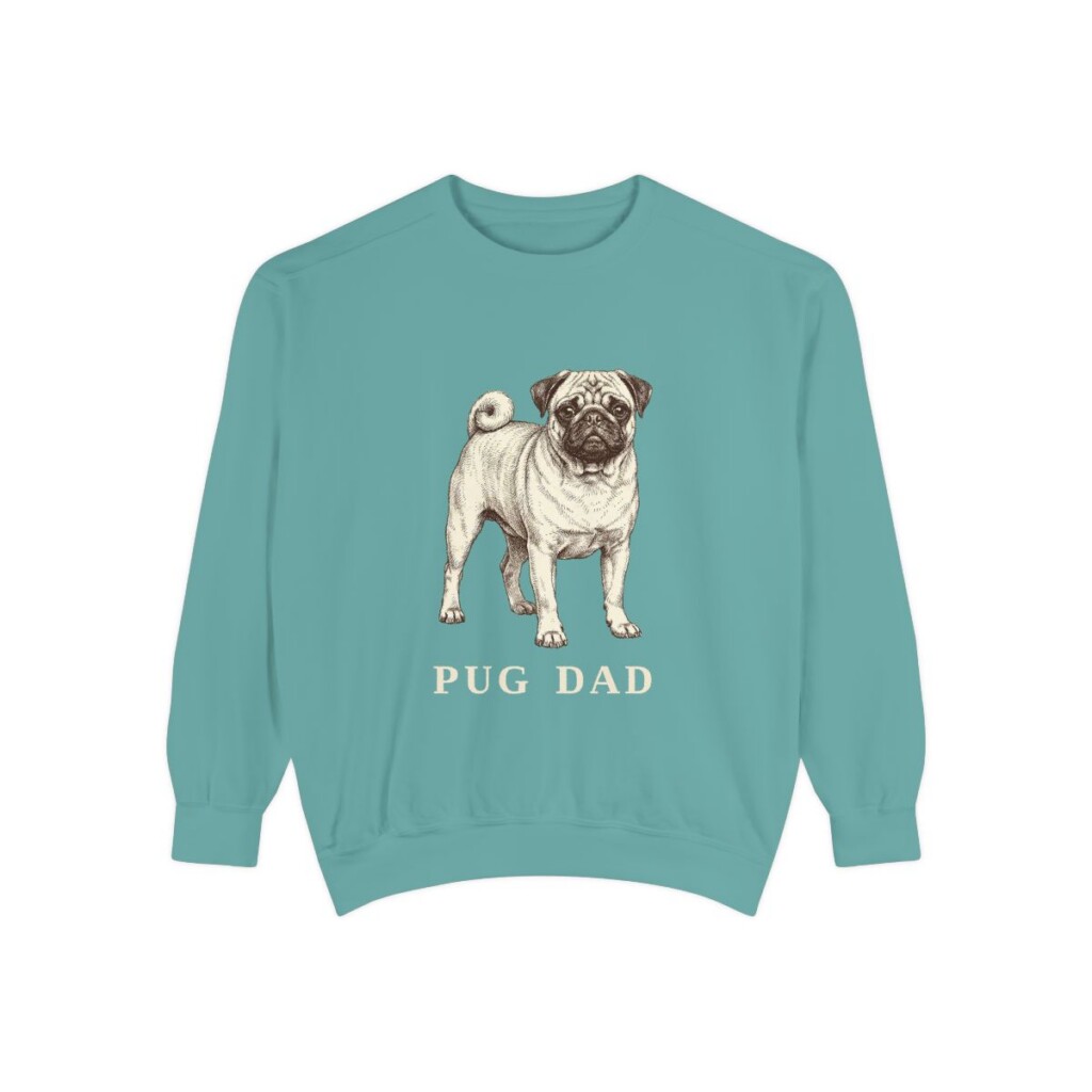 Pug Dad Sweatshirt, Seafoam, front view