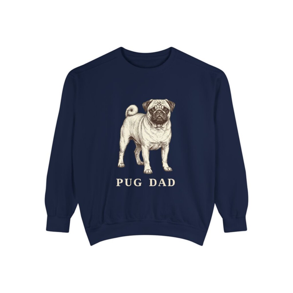 Pug Dad Sweatshirt, True Navy, front view