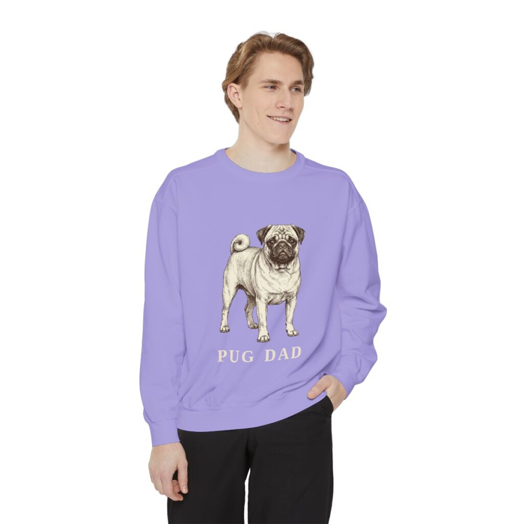 Pug Dad Sweatshirt, Violet, person 1 front