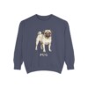 Pug Sweatshirt, Denim, front view