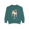Pug Latin Sweatshirt, Blue Spruce, front view