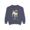 Pug Latin Sweatshirt, Denim, front view