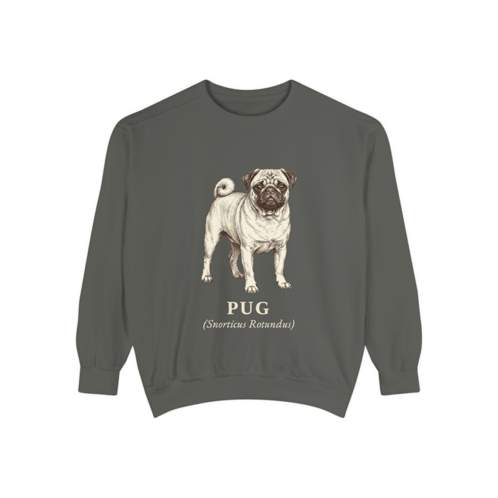 Pug Latin Sweatshirt, Pepper, front view