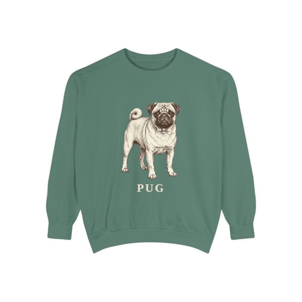 Pug Sweatshirt, Light Green, front view
