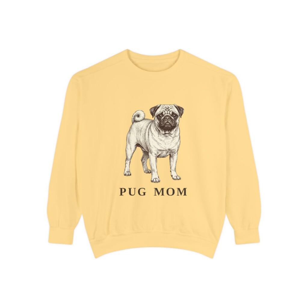 Pug Mom Sweatshirt, Butter, front view