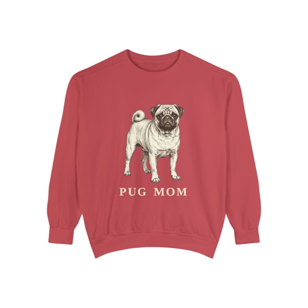 Pug Mom Sweatshirt, Crimson, front view