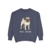 Pug Mom Sweatshirt, Denim, front view