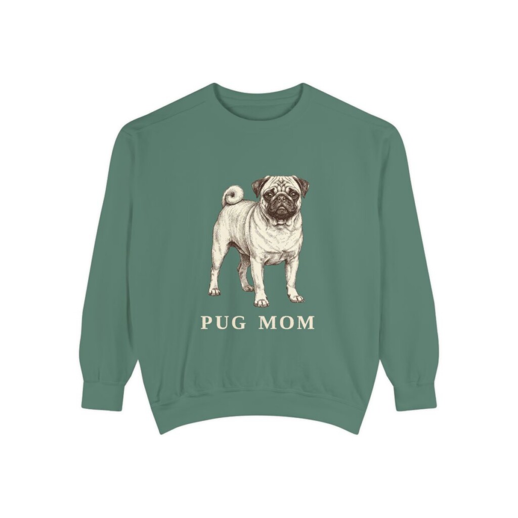 Pug Mom Sweatshirt, Light Green, front view