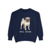 Pug Mom Sweatshirt, True Navy, front view