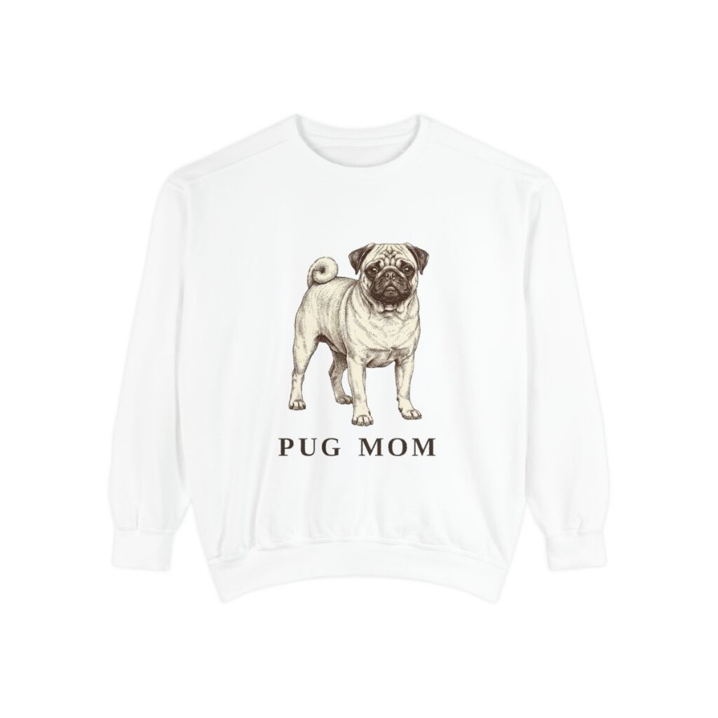 Pug Mom Sweatshirt, White, front view
