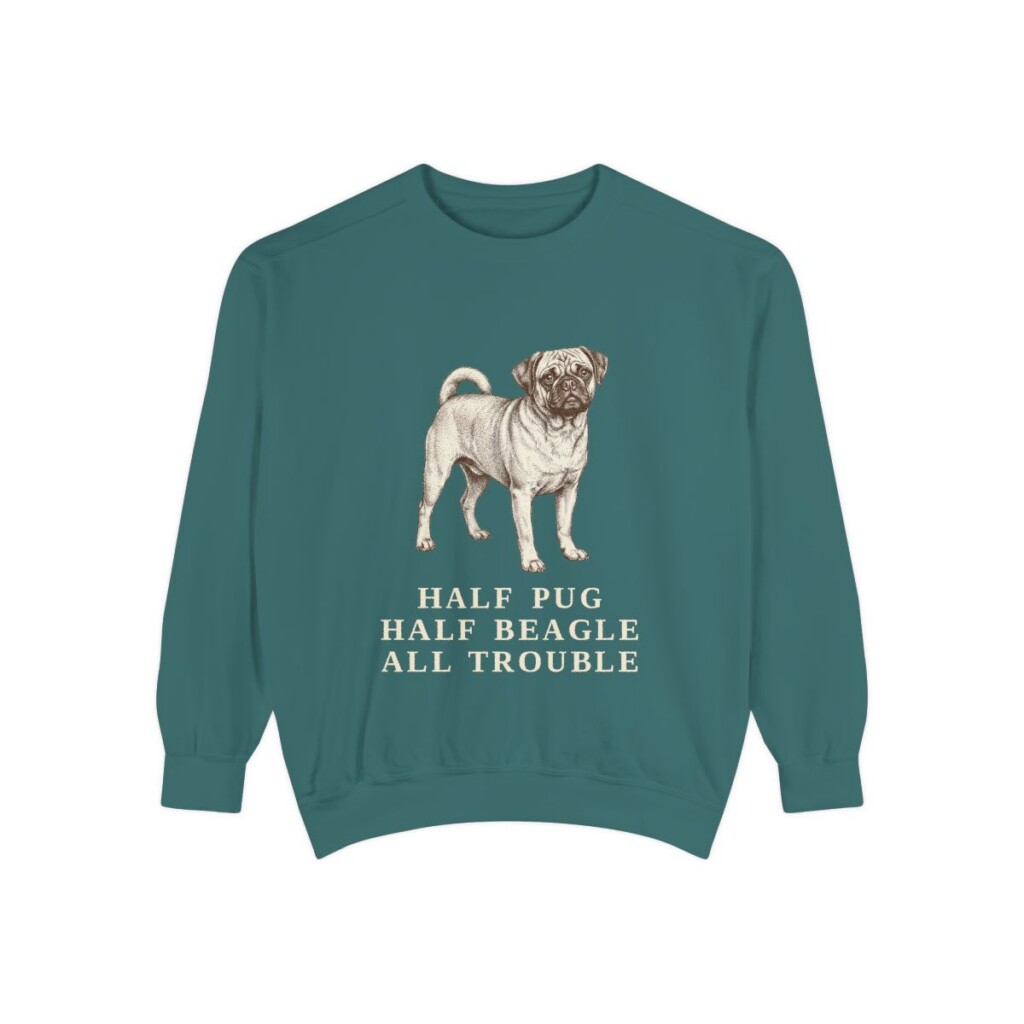 Puggle Humor Sweatshirt, Blue Spruce, front view