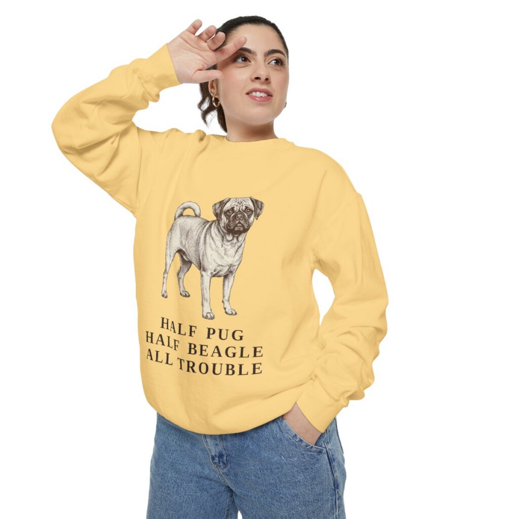 Puggle Humor Sweatshirt, Butter, person 2 context