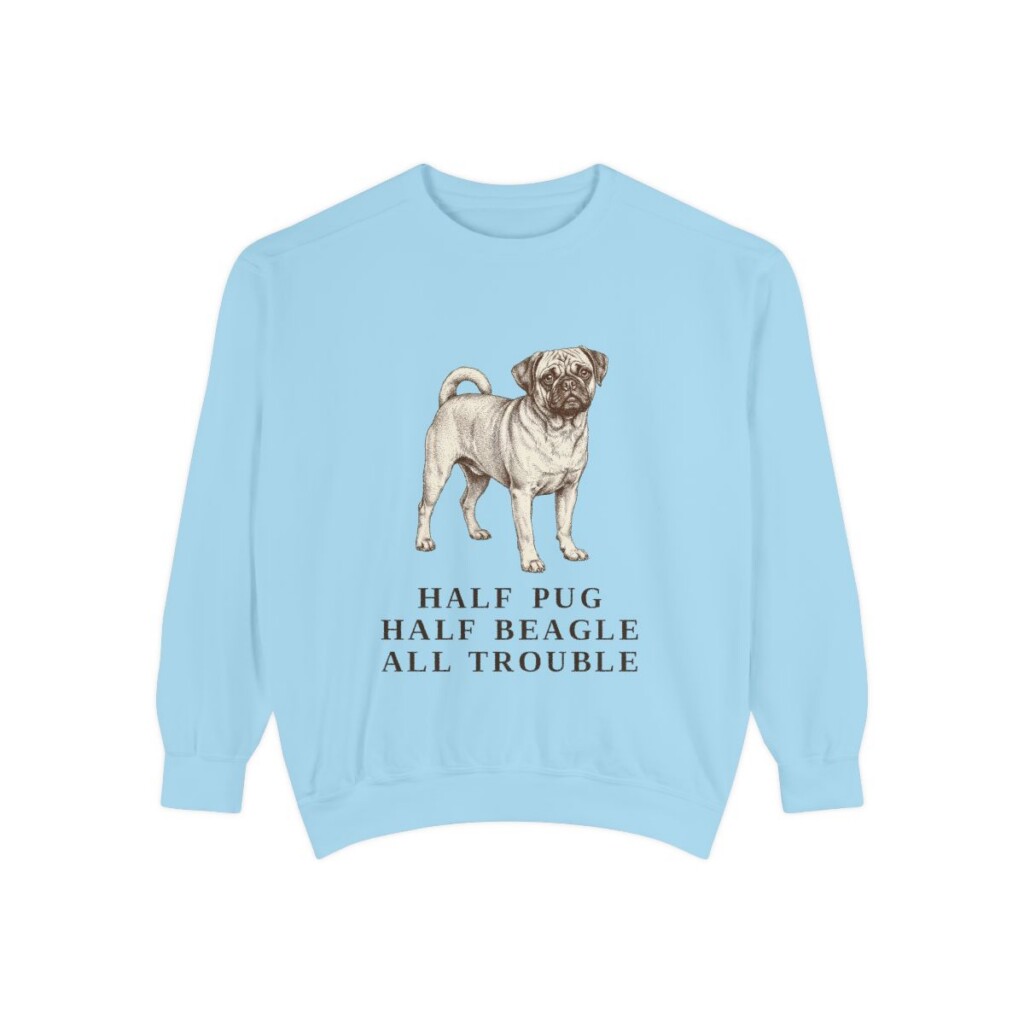 Puggle Humor Sweatshirt, Chambray, front view