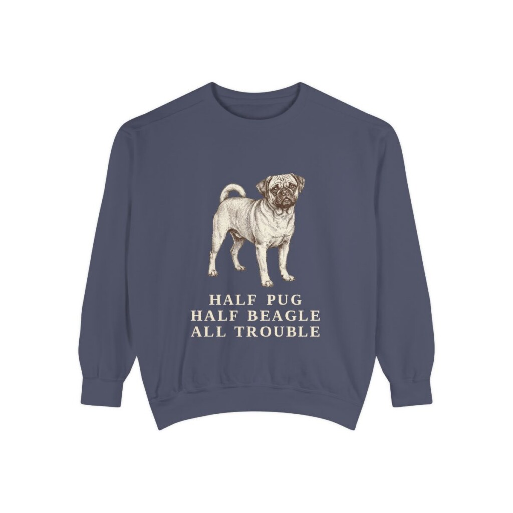 Puggle Humor Sweatshirt, Denim, front view