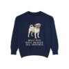 Puggle Humor Sweatshirt, True Navy, front view