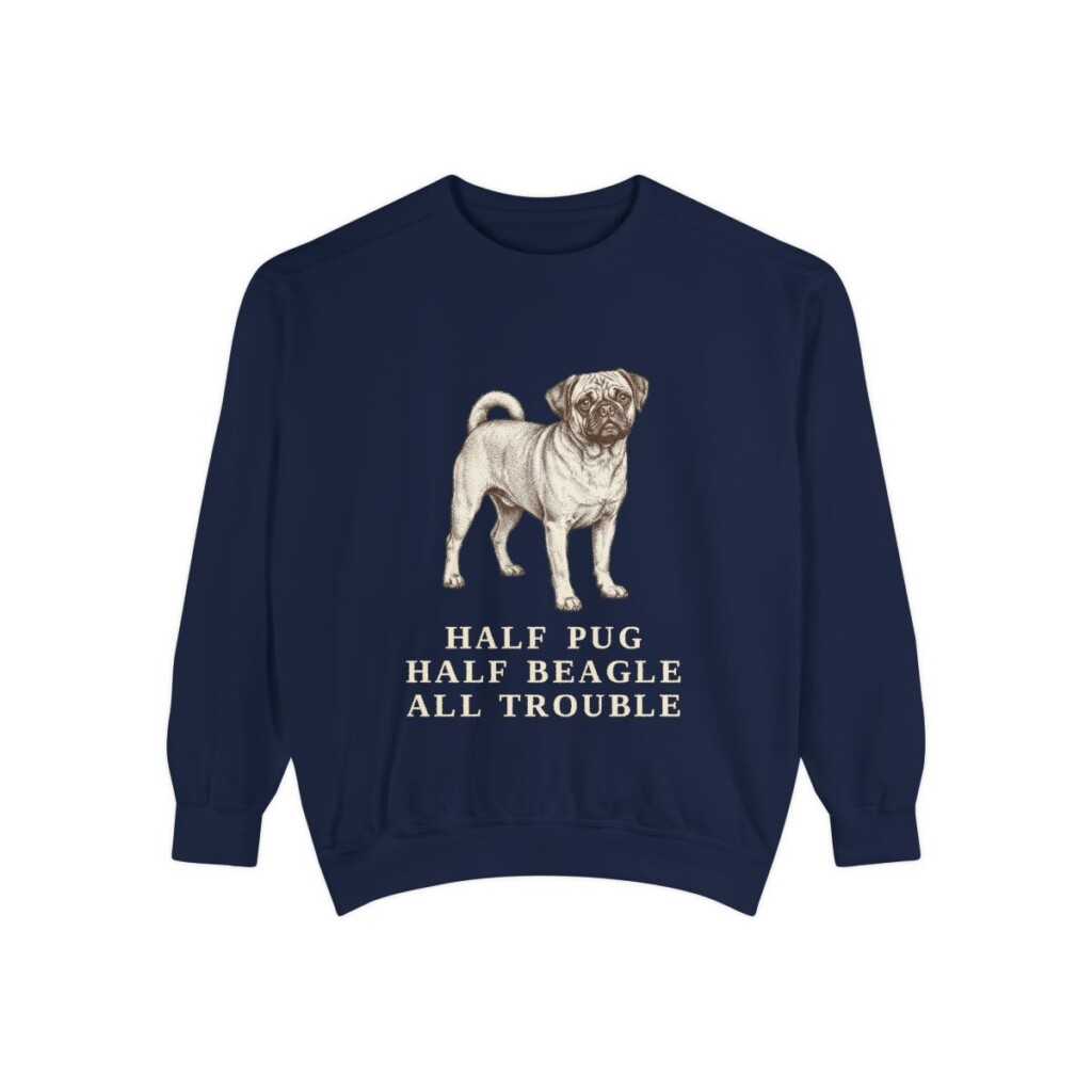 Puggle Humor Sweatshirt, True Navy, front view
