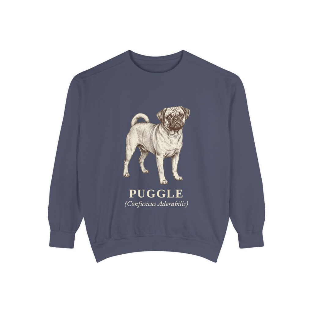 Puggle Latin Sweatshirt, Denim, front view