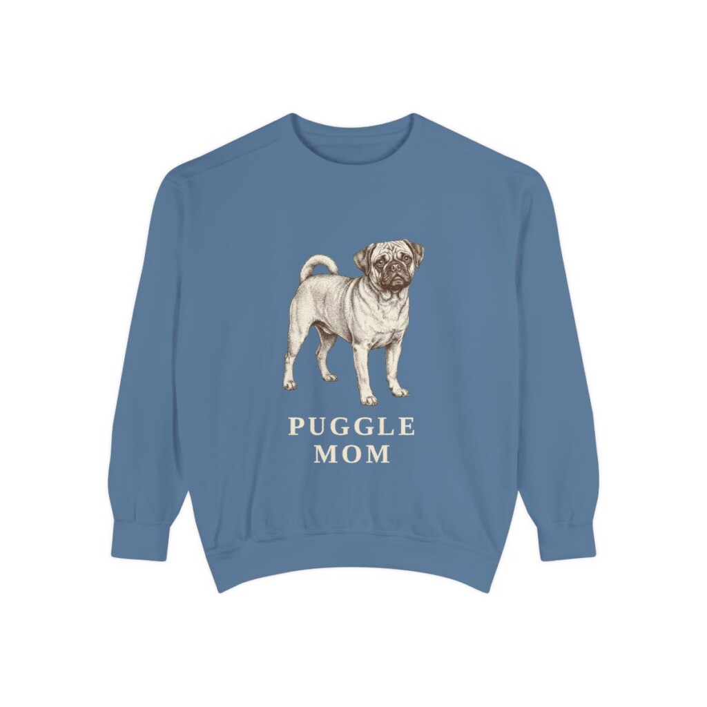 Puggle Mom Sweatshirt, Blue Jean, front view