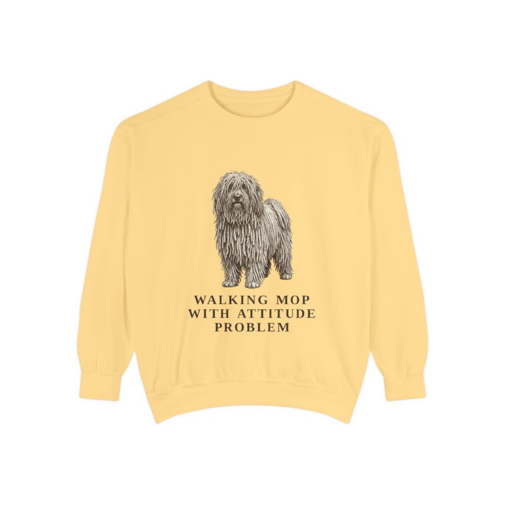 puli-sweatshirt-humor-butter Puli Humor Sweatshirt, Butter, front view