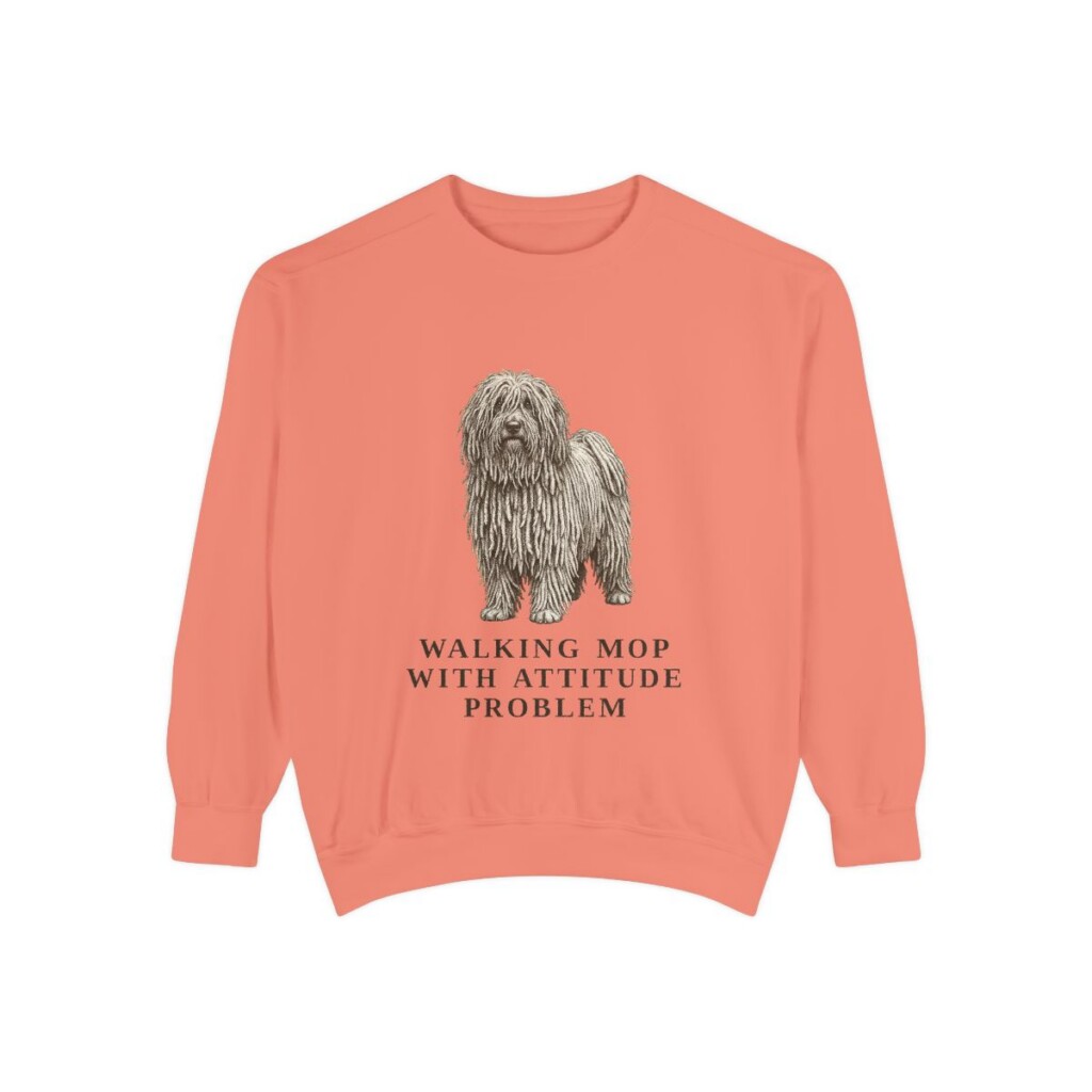 puli-sweatshirt-humor-terracotta Puli Humor Sweatshirt, Terracotta, front view