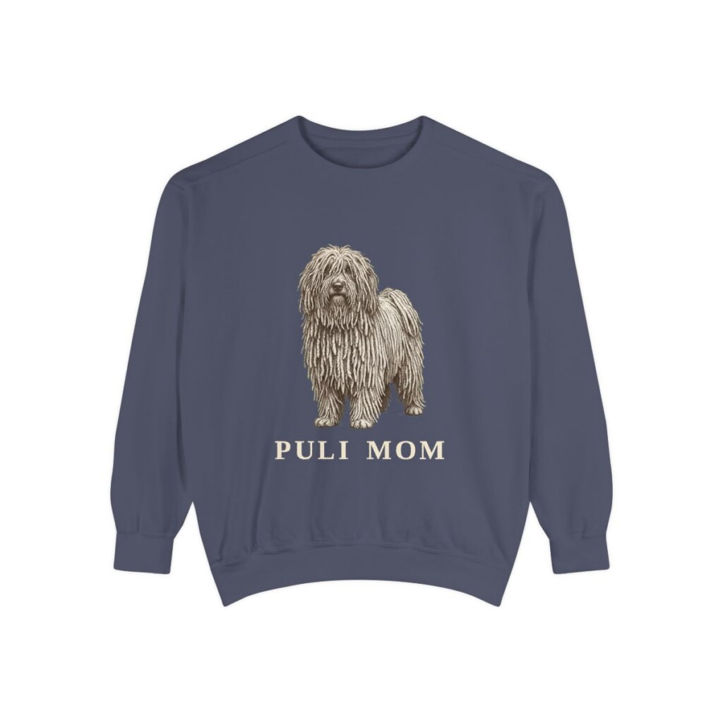Puli Mom Sweatshirt, Denim, front view