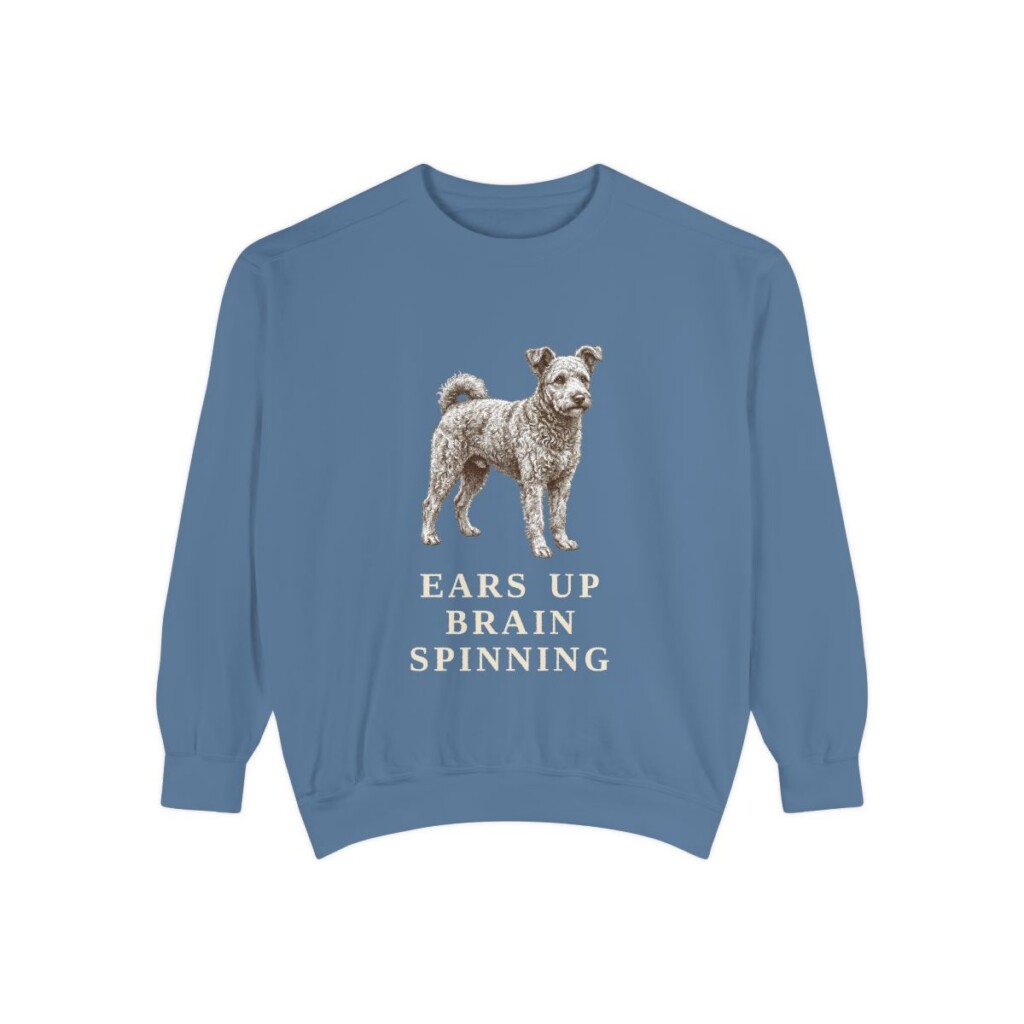 Pumi Humor Sweatshirt, Blue Jean, front view