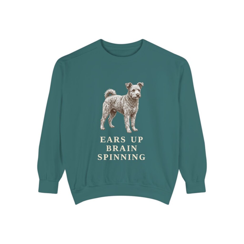 Pumi Humor Sweatshirt, Blue Spruce, front view