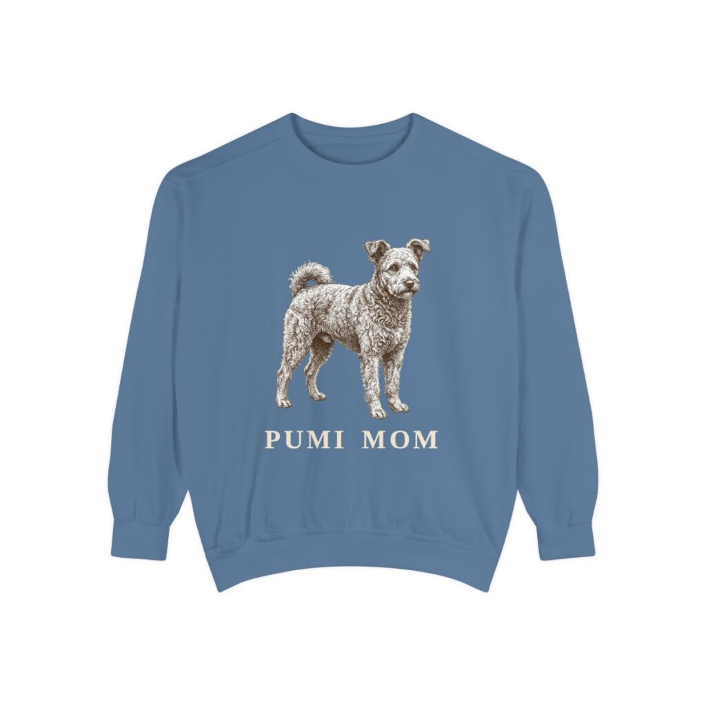 Pumi Mom Sweatshirt, Blue Jean, front view