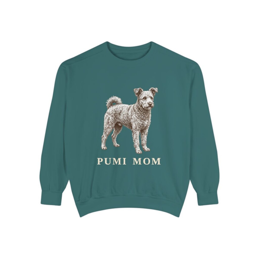 Pumi Mom Sweatshirt, Blue Spruce, front view