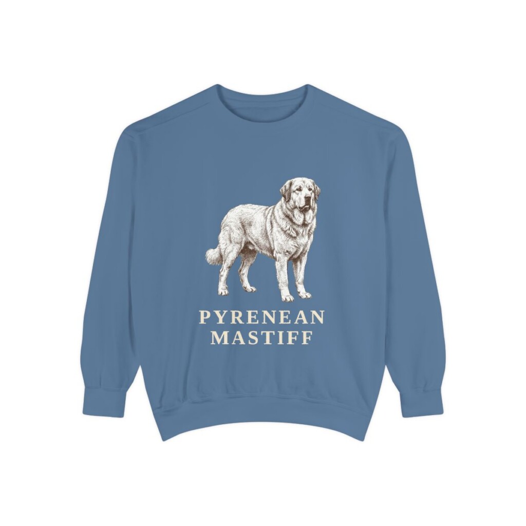 Pyrenean Mastiff Sweatshirt, Blue Jean, front view