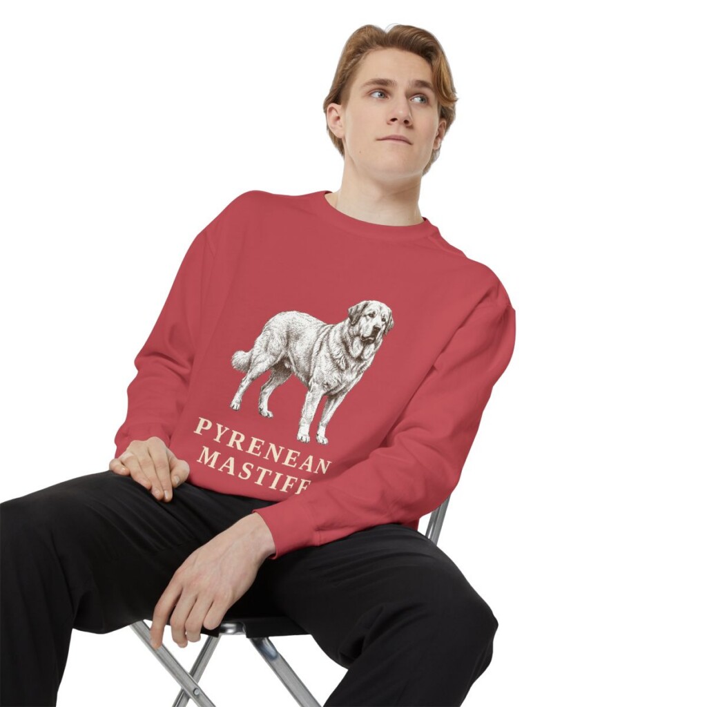 Pyrenean Mastiff Sweatshirt, Crimson, person 1 context
