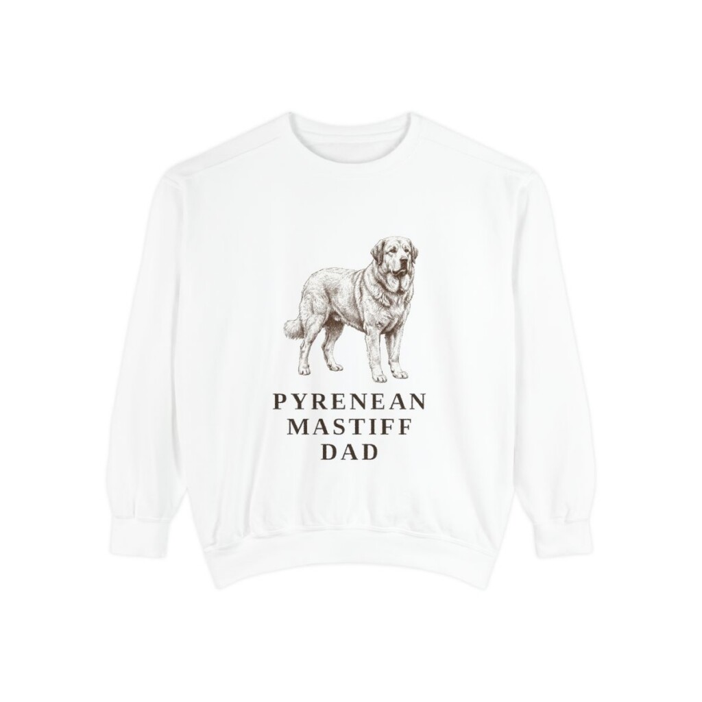 Pyrenean Mastiff Dad Sweatshirt, White, front view