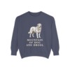 pyrenean-mastiff-sweatshirt-humor-denim Pyrenean Mastiff Humor Sweatshirt, Denim, front view