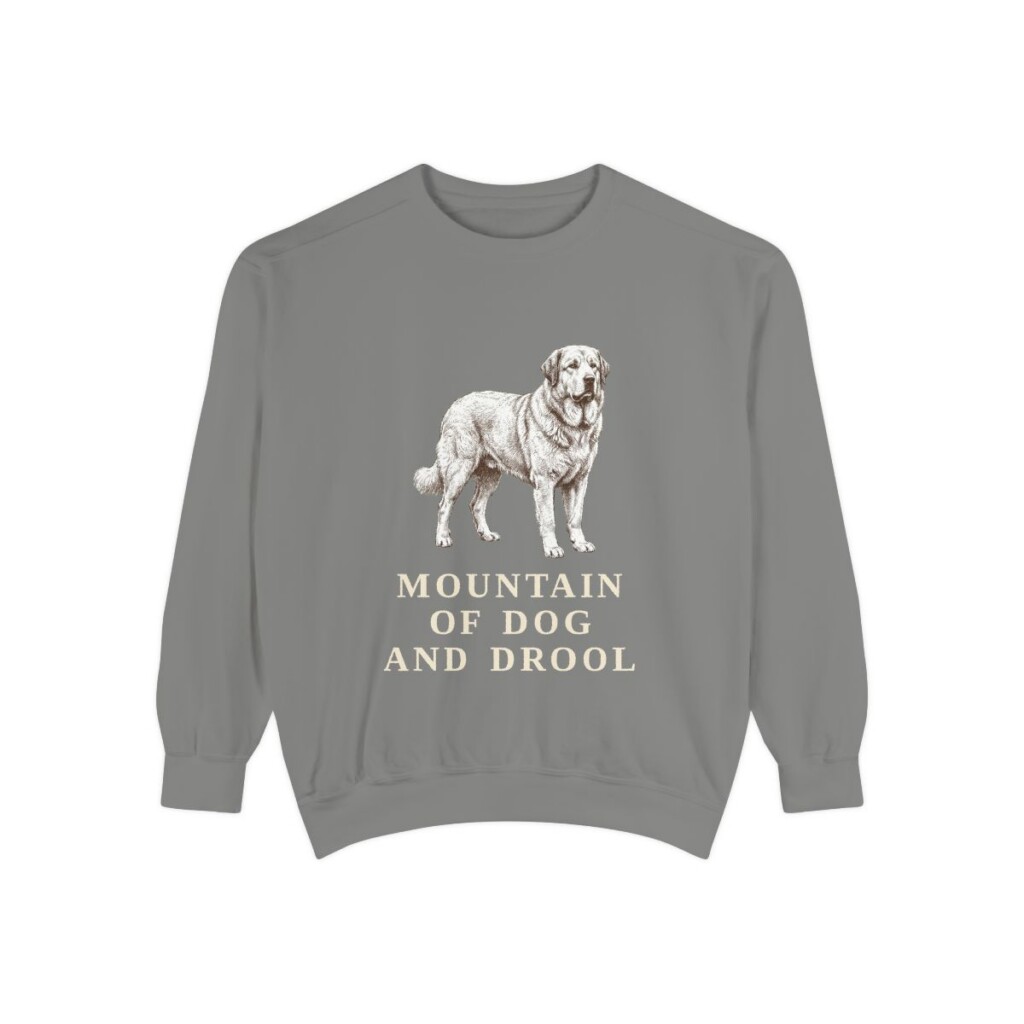 pyrenean-mastiff-sweatshirt-humor-grey Pyrenean Mastiff Humor Sweatshirt, Grey, front view